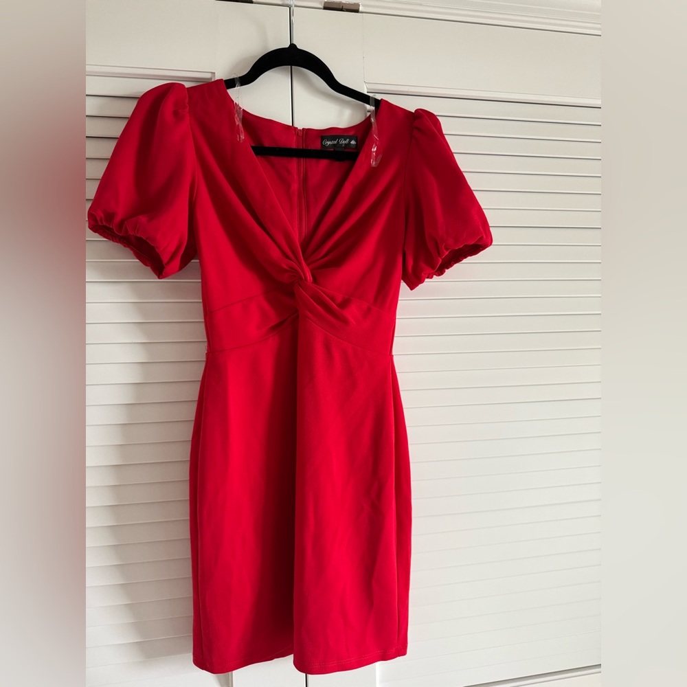 Crystal Doll Vibrant Red Midi Dress